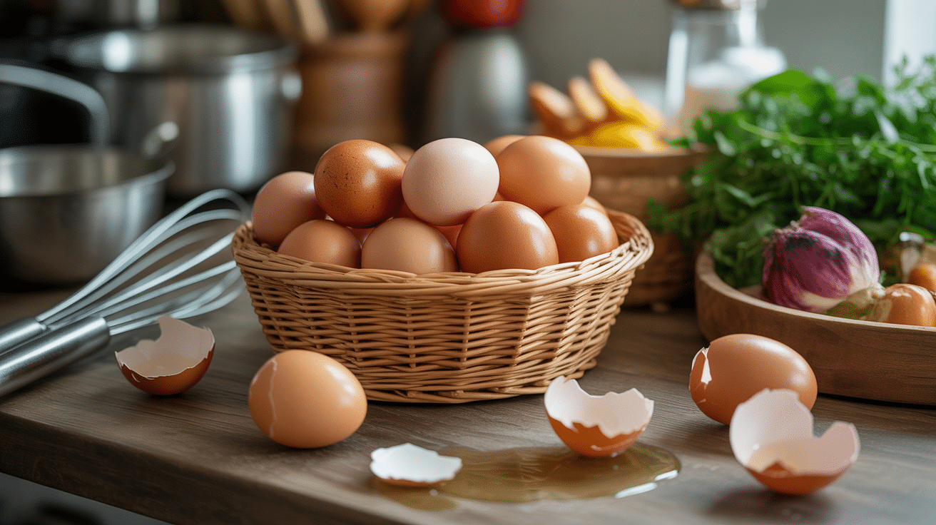 oeufs frais cuisine bois