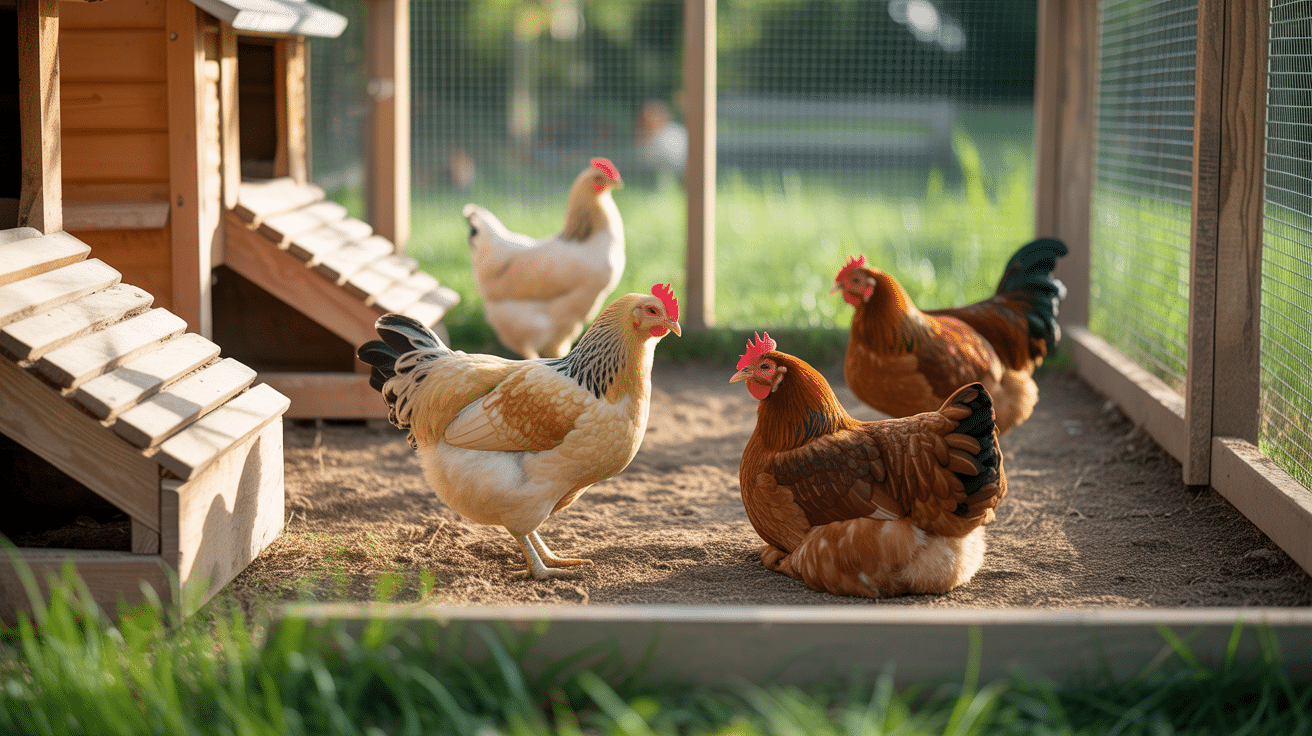poulailler bois herbe poules