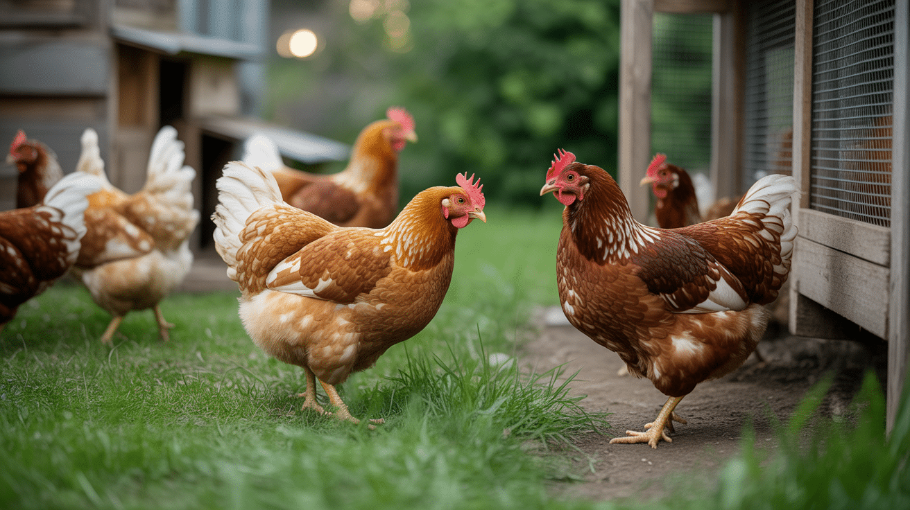 poulailler paysage poules calme