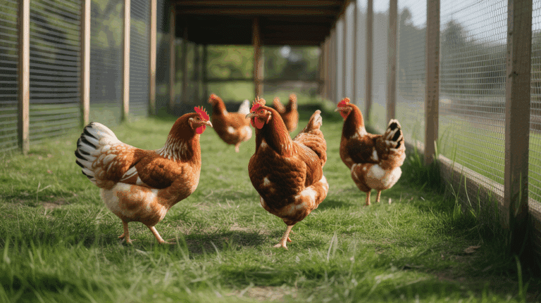 poules enclos exterieur vert